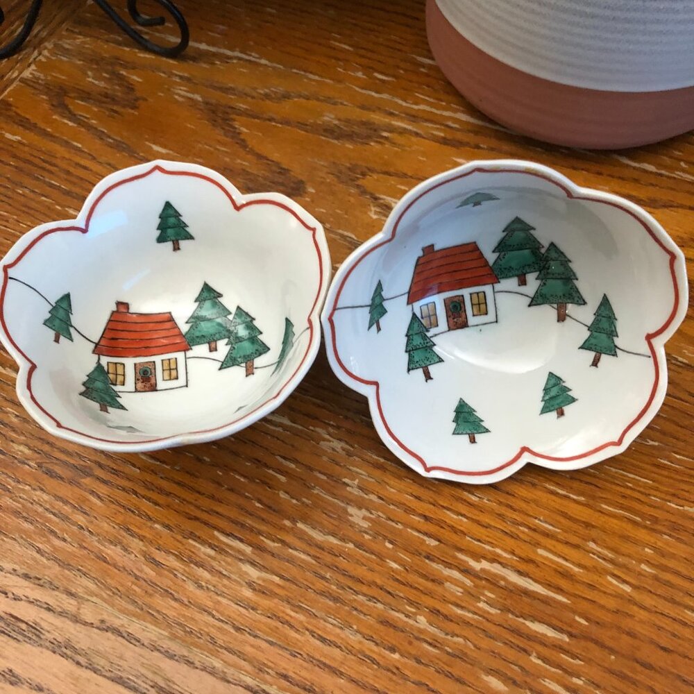 Winter/ Christmas Hand-Painted Holiday Bowls- Overjoy